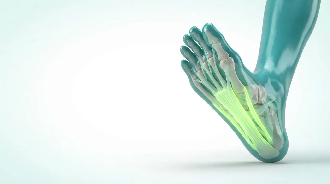 Ilustração da planta do pé com o arco plantar em destaque
